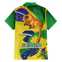 Brazil Independence Day Family Matching Short Sleeve Bodycon Dress and Hawaiian Shirt Sete de Setembro and Golden Lion Tamarin - Wonder Print Shop
