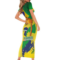 Brazil Independence Day Family Matching Short Sleeve Bodycon Dress and Hawaiian Shirt Sete de Setembro and Golden Lion Tamarin - Wonder Print Shop