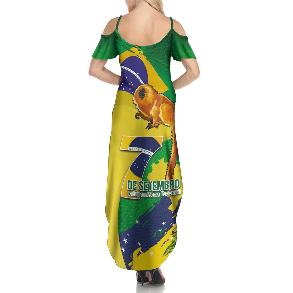 Brazil Independence Day Family Matching Summer Maxi Dress and Hawaiian Shirt Sete de Setembro and Golden Lion Tamarin - Wonder Print Shop