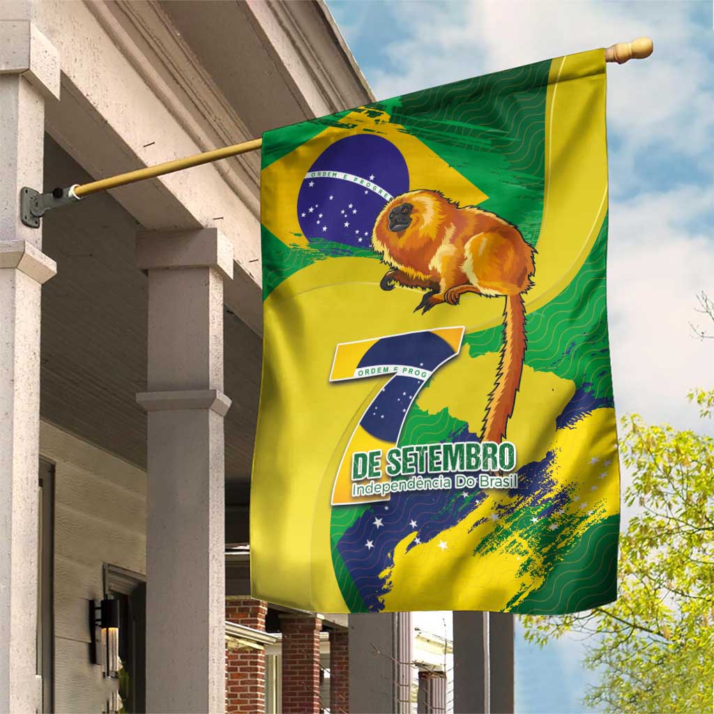 Brazil Independence Day Garden Flag Sete de Setembro and Golden Lion Tamarin - Wonder Print Shop