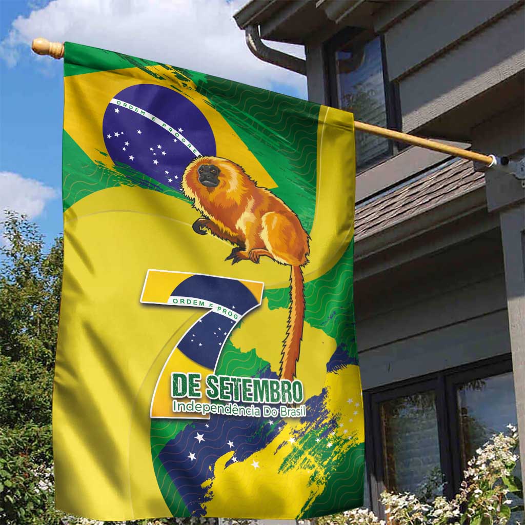 Brazil Independence Day Garden Flag Sete de Setembro and Golden Lion Tamarin - Wonder Print Shop
