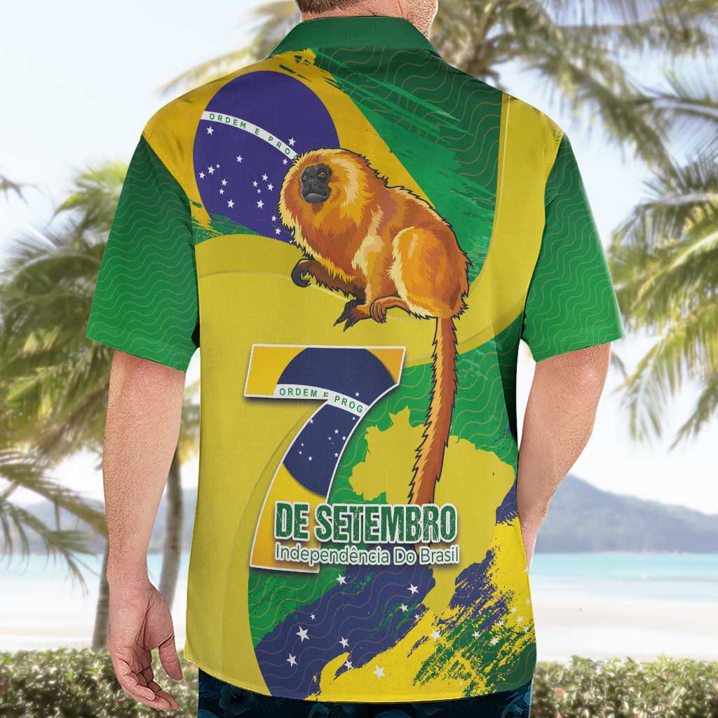 Brazil Independence Day Hawaiian Shirt Sete de Setembro and Golden Lion Tamarin - Wonder Print Shop