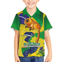 Brazil Independence Day Kid Hawaiian Shirt Sete de Setembro and Golden Lion Tamarin - Wonder Print Shop