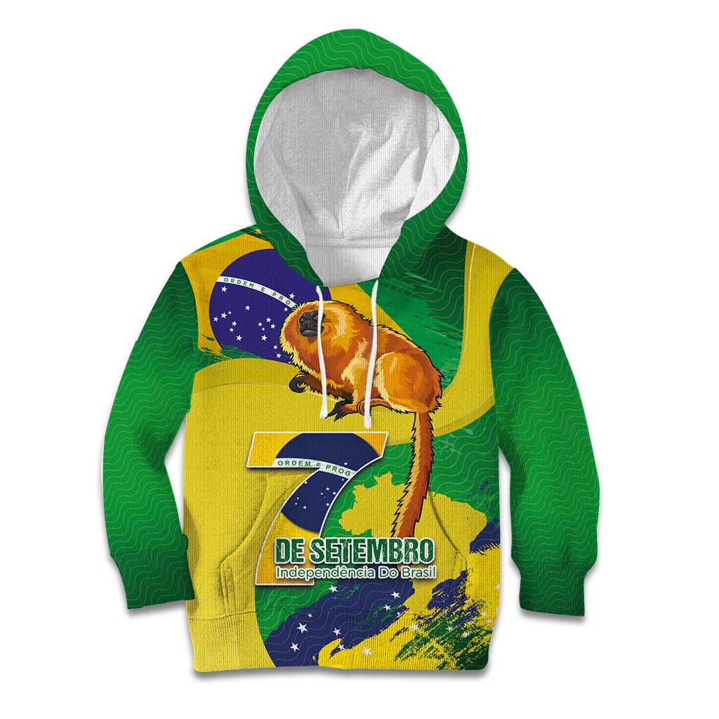 Brazil Independence Day Kid Hoodie Sete de Setembro and Golden Lion Tamarin - Wonder Print Shop