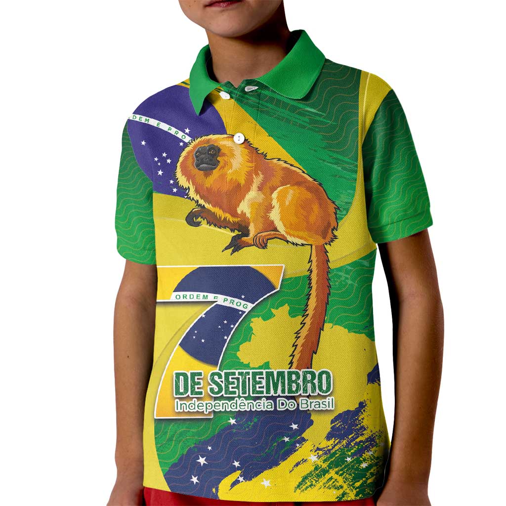 Brazil Independence Day Kid Polo Shirt Sete de Setembro and Golden Lion Tamarin - Wonder Print Shop