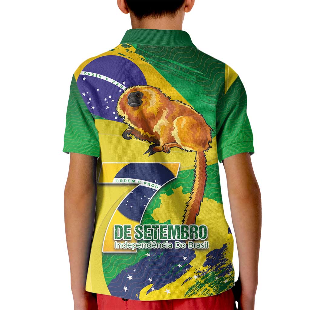 Brazil Independence Day Kid Polo Shirt Sete de Setembro and Golden Lion Tamarin - Wonder Print Shop
