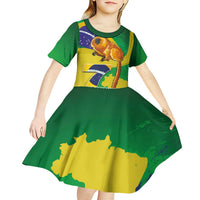 Brazil Independence Day Kid Short Sleeve Dress Sete de Setembro and Golden Lion Tamarin - Wonder Print Shop