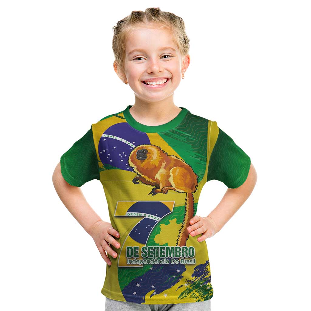 Brazil Independence Day Kid T Shirt Sete de Setembro and Golden Lion Tamarin - Wonder Print Shop