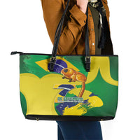 Brazil Independence Day Leather Tote Bag Sete de Setembro and Golden Lion Tamarin - Wonder Print Shop