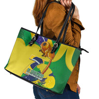 Brazil Independence Day Leather Tote Bag Sete de Setembro and Golden Lion Tamarin - Wonder Print Shop