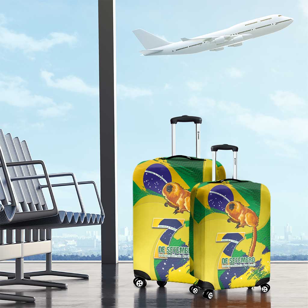 Brazil Independence Day Luggage Cover Sete de Setembro and Golden Lion Tamarin - Wonder Print Shop