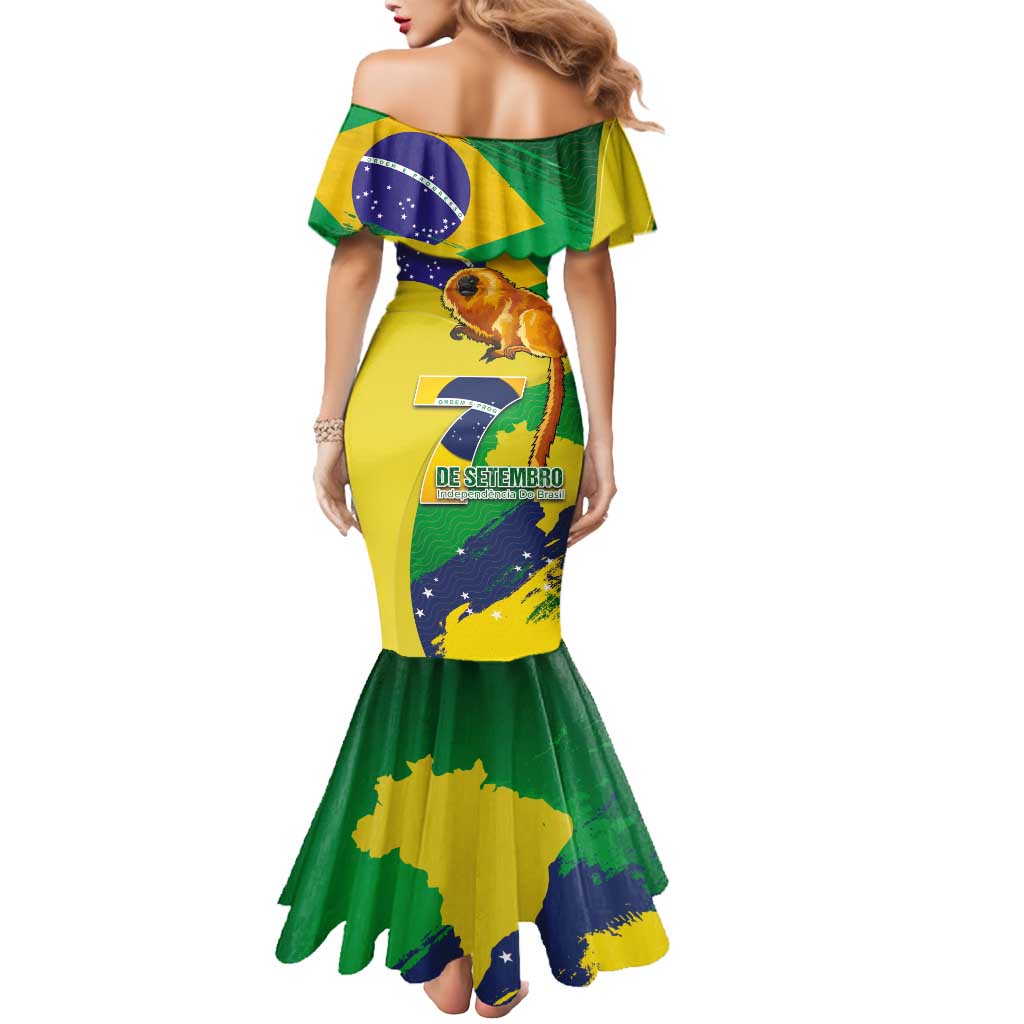 Brazil Independence Day Mermaid Dress Sete de Setembro and Golden Lion Tamarin - Wonder Print Shop