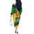 Brazil Independence Day Off The Shoulder Long Sleeve Dress Sete de Setembro and Golden Lion Tamarin - Wonder Print Shop