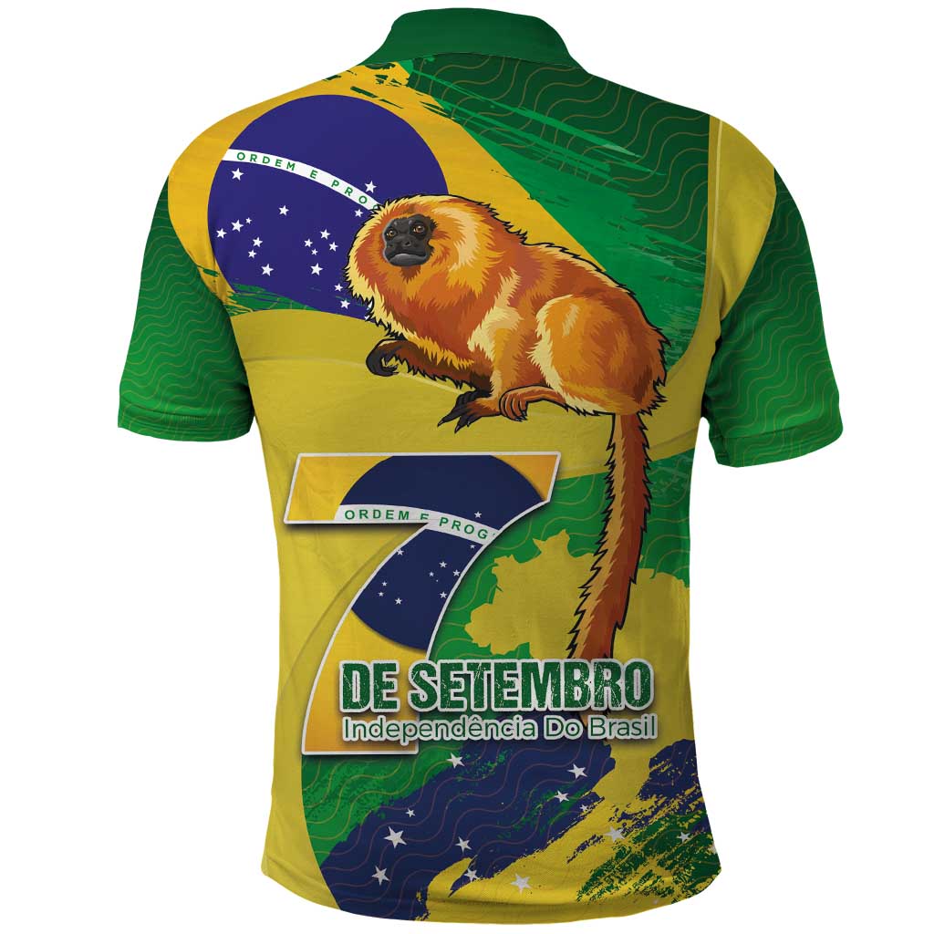 Brazil Independence Day Polo Shirt Sete de Setembro and Golden Lion Tamarin - Wonder Print Shop