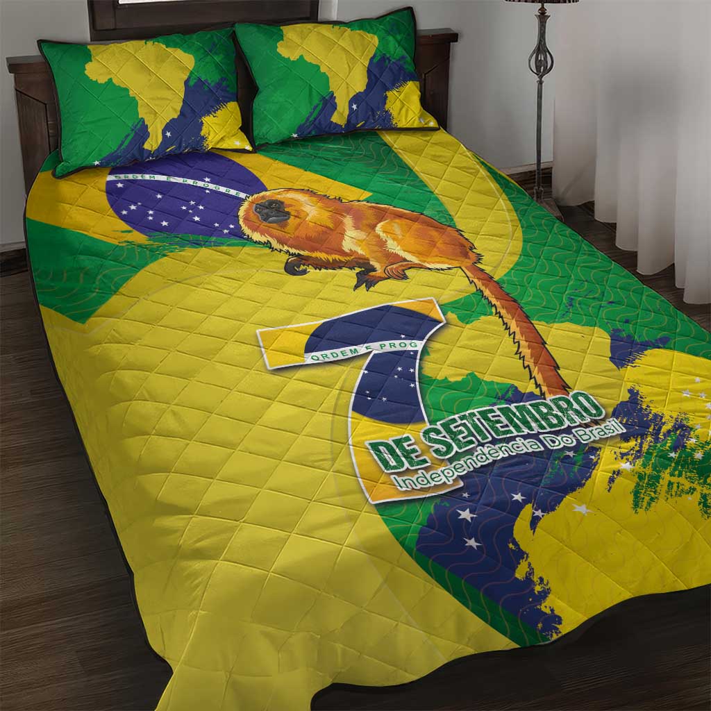 Brazil Independence Day Quilt Bed Set Sete de Setembro and Golden Lion Tamarin - Wonder Print Shop