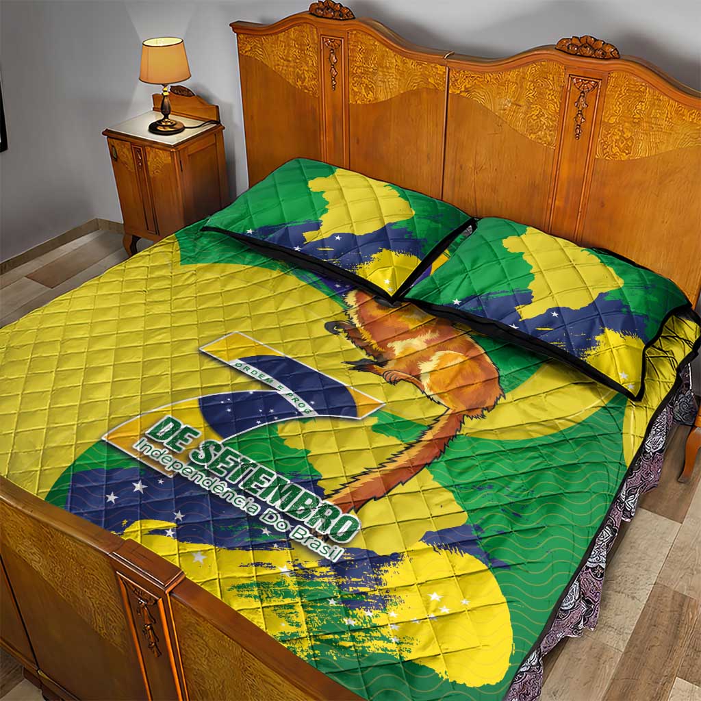 Brazil Independence Day Quilt Bed Set Sete de Setembro and Golden Lion Tamarin - Wonder Print Shop