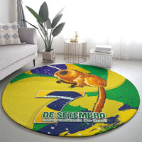 Brazil Independence Day Round Carpet Sete de Setembro and Golden Lion Tamarin