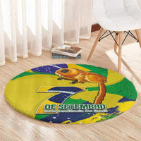 Brazil Independence Day Round Carpet Sete de Setembro and Golden Lion Tamarin