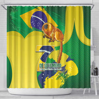 Brazil Independence Day Shower Curtain Sete de Setembro and Golden Lion Tamarin