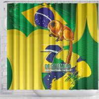 Brazil Independence Day Shower Curtain Sete de Setembro and Golden Lion Tamarin
