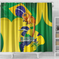 Brazil Independence Day Shower Curtain Sete de Setembro and Golden Lion Tamarin