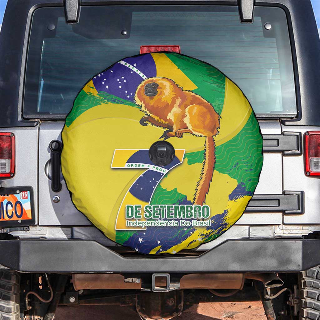 Brazil Independence Day Spare Tire Cover Sete de Setembro and Golden Lion Tamarin - Wonder Print Shop