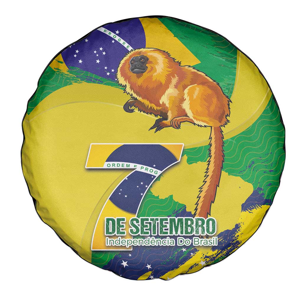 Brazil Independence Day Spare Tire Cover Sete de Setembro and Golden Lion Tamarin - Wonder Print Shop