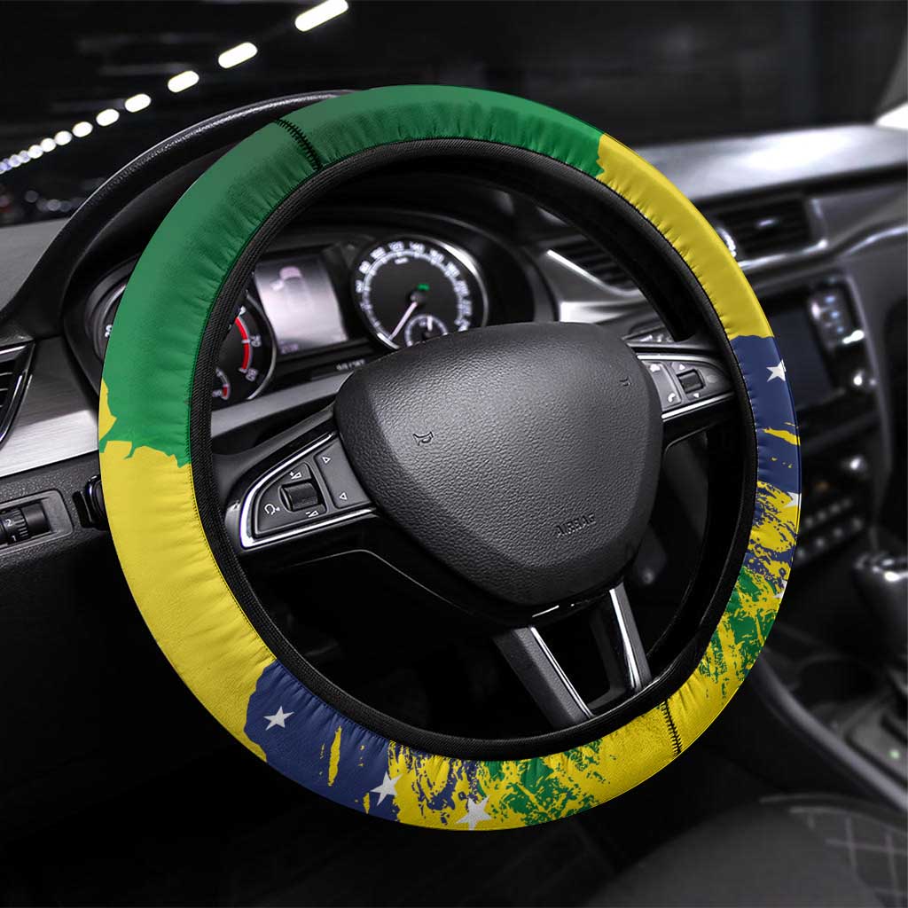Brazil Independence Day Steering Wheel Cover Sete de Setembro and Golden Lion Tamarin - Wonder Print Shop