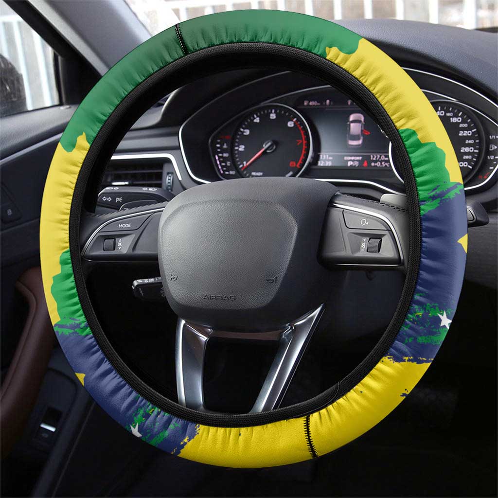 Brazil Independence Day Steering Wheel Cover Sete de Setembro and Golden Lion Tamarin - Wonder Print Shop