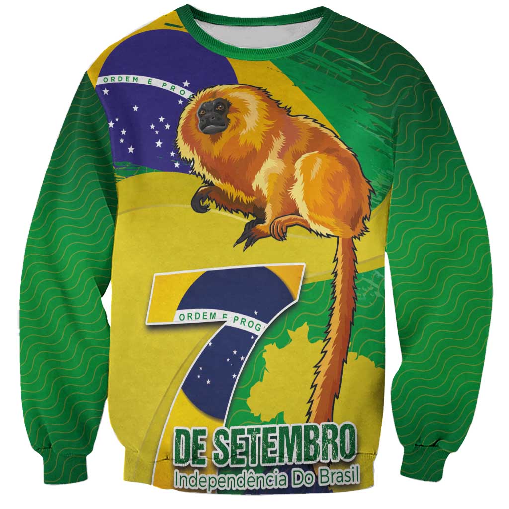 Brazil Independence Day Sweatshirt Sete de Setembro and Golden Lion Tamarin - Wonder Print Shop