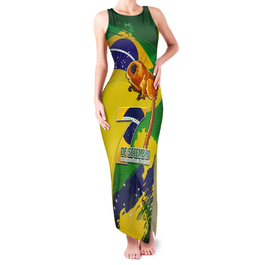 Brazil Independence Day Tank Maxi Dress Sete de Setembro and Golden Lion Tamarin - Wonder Print Shop