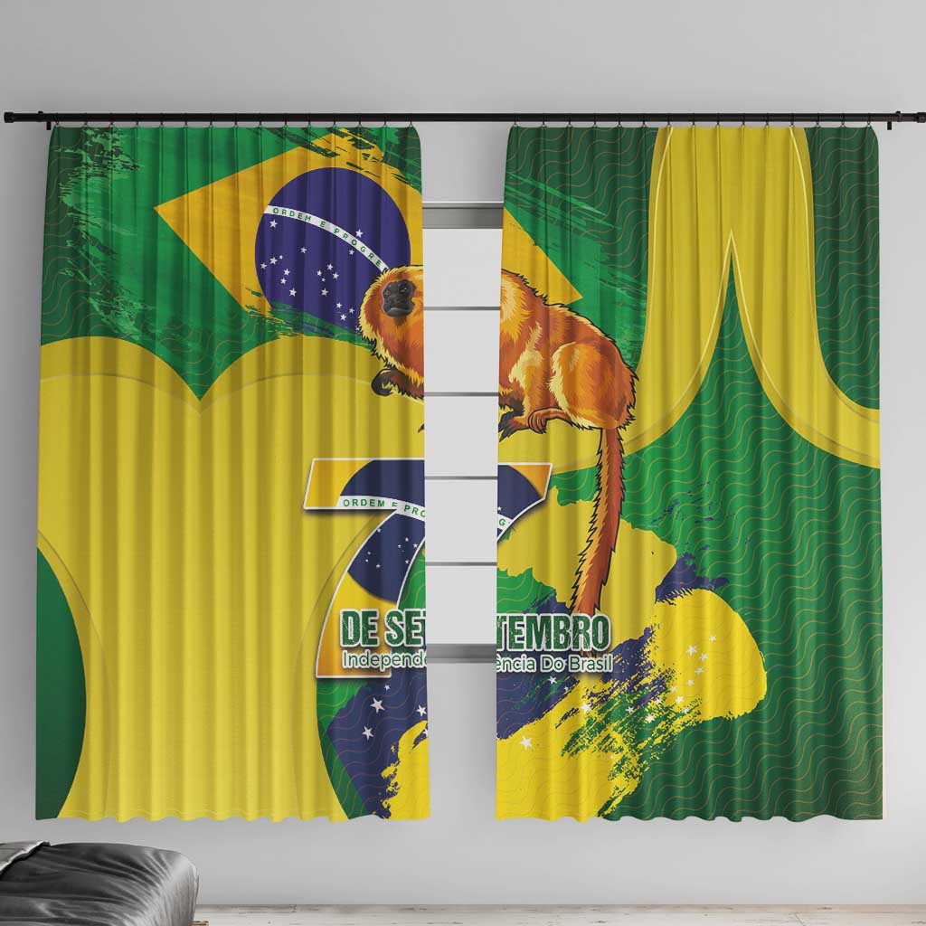 Brazil Independence Day Window Curtain Sete de Setembro and Golden Lion Tamarin - Wonder Print Shop