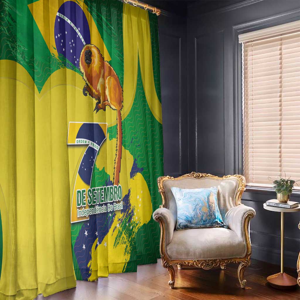 Brazil Independence Day Window Curtain Sete de Setembro and Golden Lion Tamarin - Wonder Print Shop