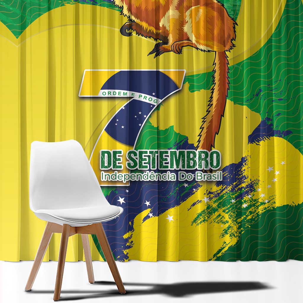 Brazil Independence Day Window Curtain Sete de Setembro and Golden Lion Tamarin - Wonder Print Shop