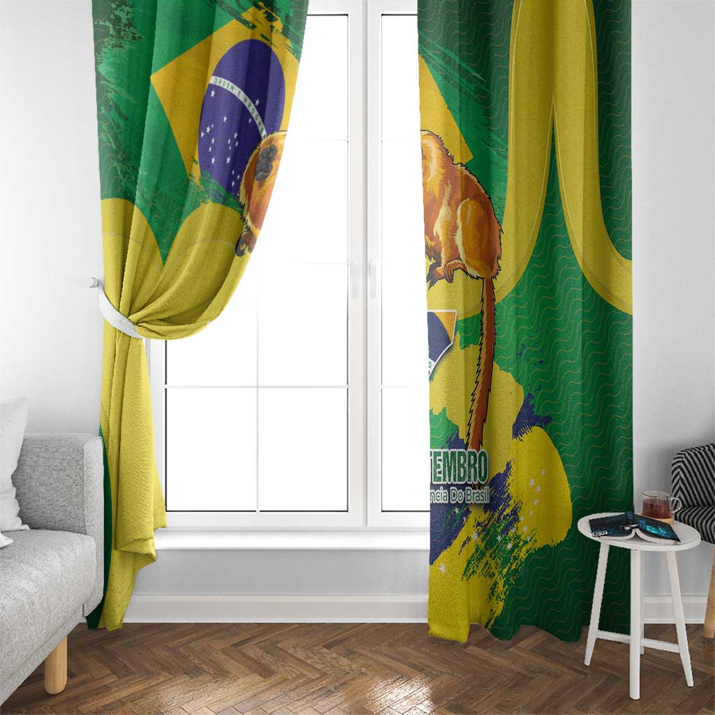 Brazil Independence Day Window Curtain Sete de Setembro and Golden Lion Tamarin - Wonder Print Shop