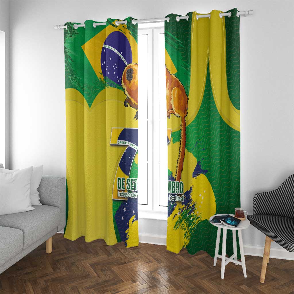Brazil Independence Day Window Curtain Sete de Setembro and Golden Lion Tamarin - Wonder Print Shop