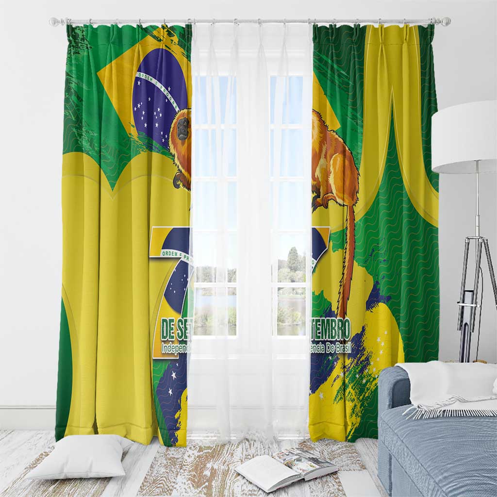 Brazil Independence Day Window Curtain Sete de Setembro and Golden Lion Tamarin - Wonder Print Shop