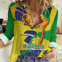 Brazil Independence Day Women Casual Shirt Sete de Setembro and Golden Lion Tamarin - Wonder Print Shop