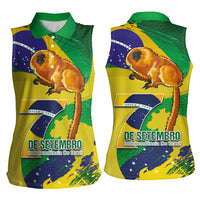 Brazil Independence Day Women Sleeveless Polo Shirt Sete de Setembro and Golden Lion Tamarin - Wonder Print Shop