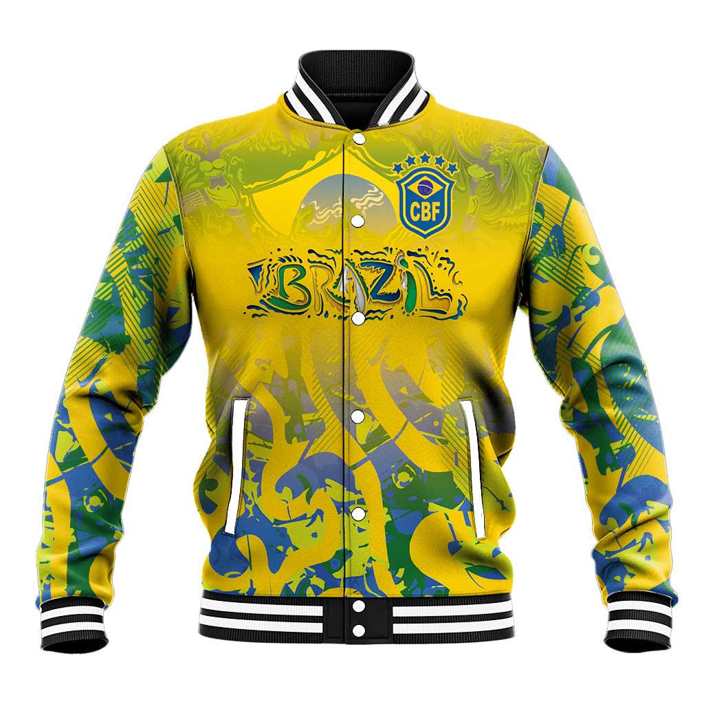 Custom Brazil Football Champion 2024 Baseball Jacket - Wonder Print Shop