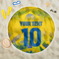 Custom Brazil Football Champion 2024 Beach Blanket - Wonder Print Shop