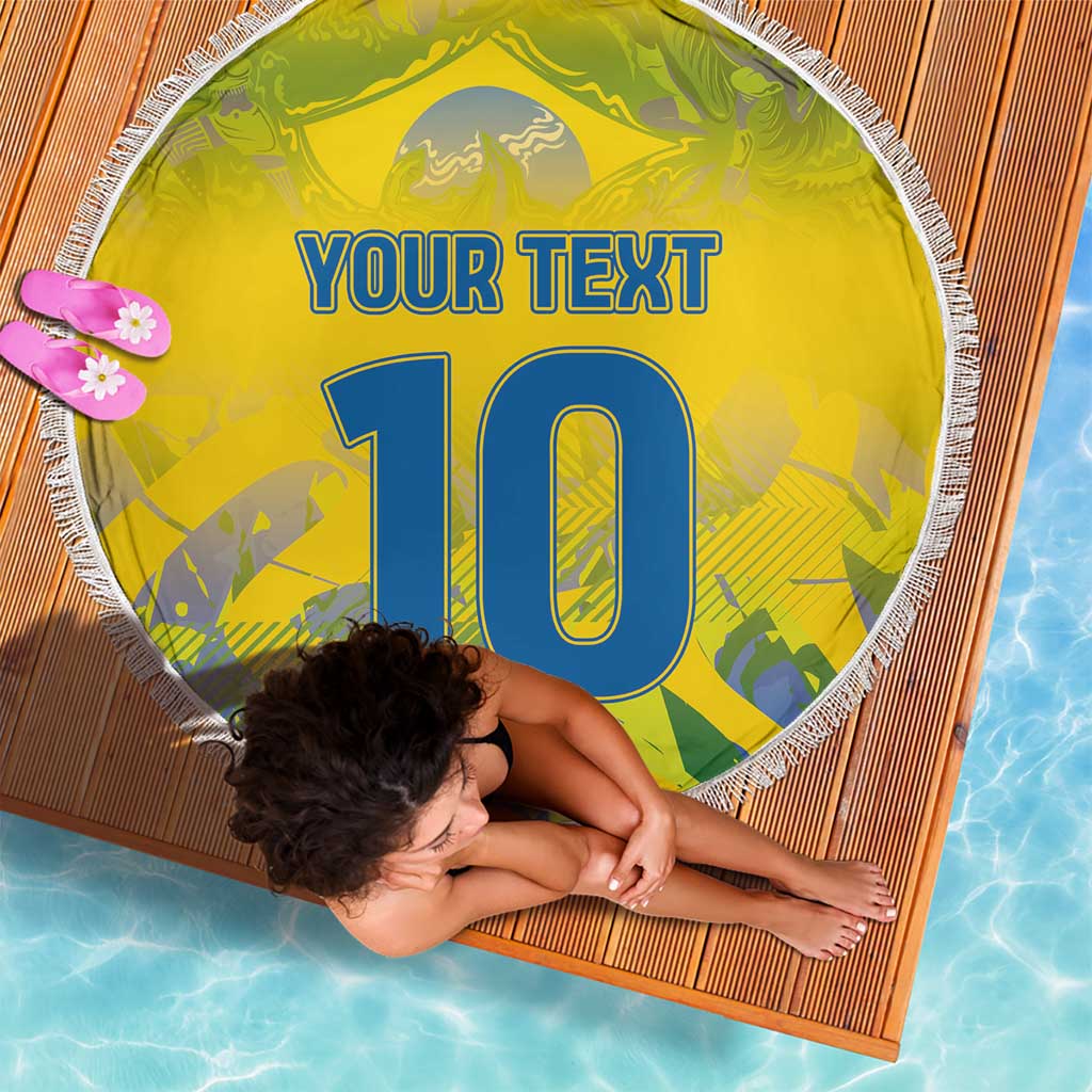 Custom Brazil Football Champion 2024 Beach Blanket - Wonder Print Shop