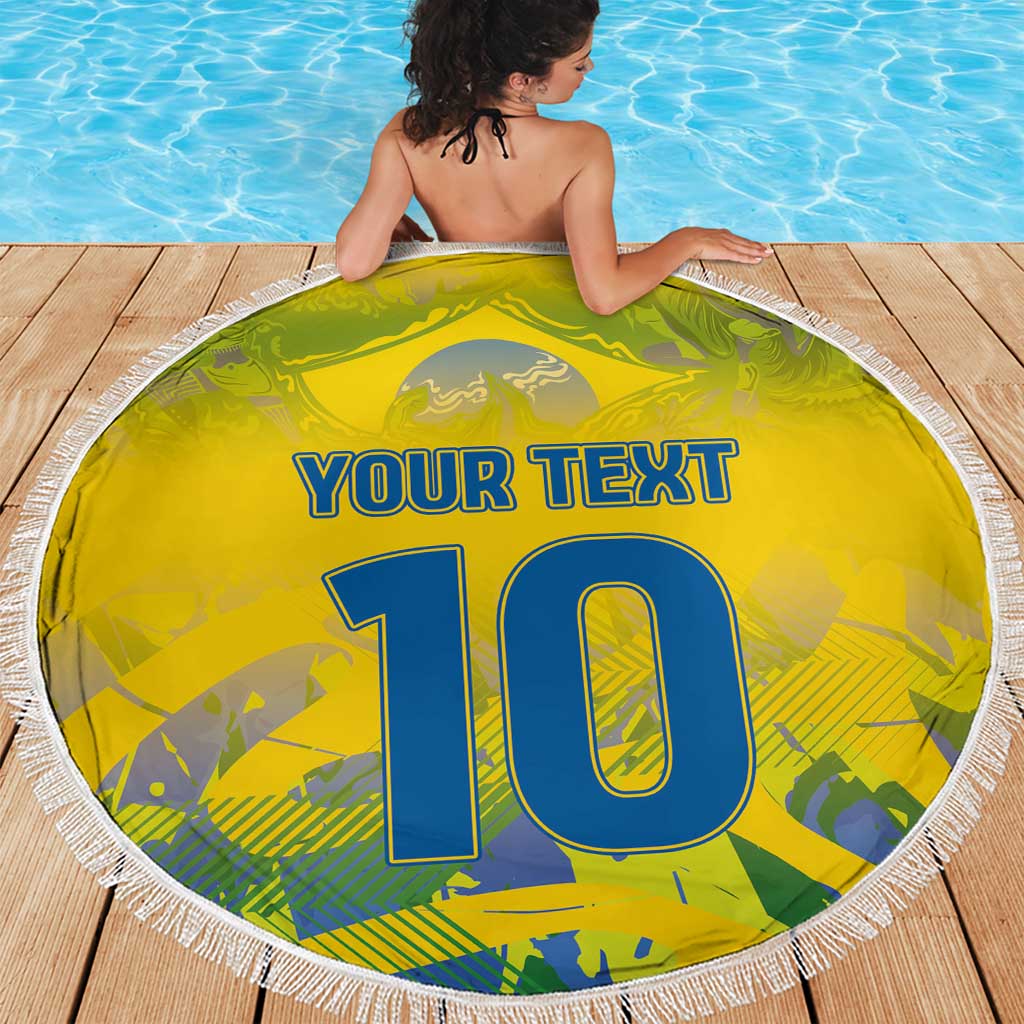 Custom Brazil Football Champion 2024 Beach Blanket - Wonder Print Shop