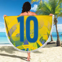 Custom Brazil Football Champion 2024 Beach Blanket - Wonder Print Shop