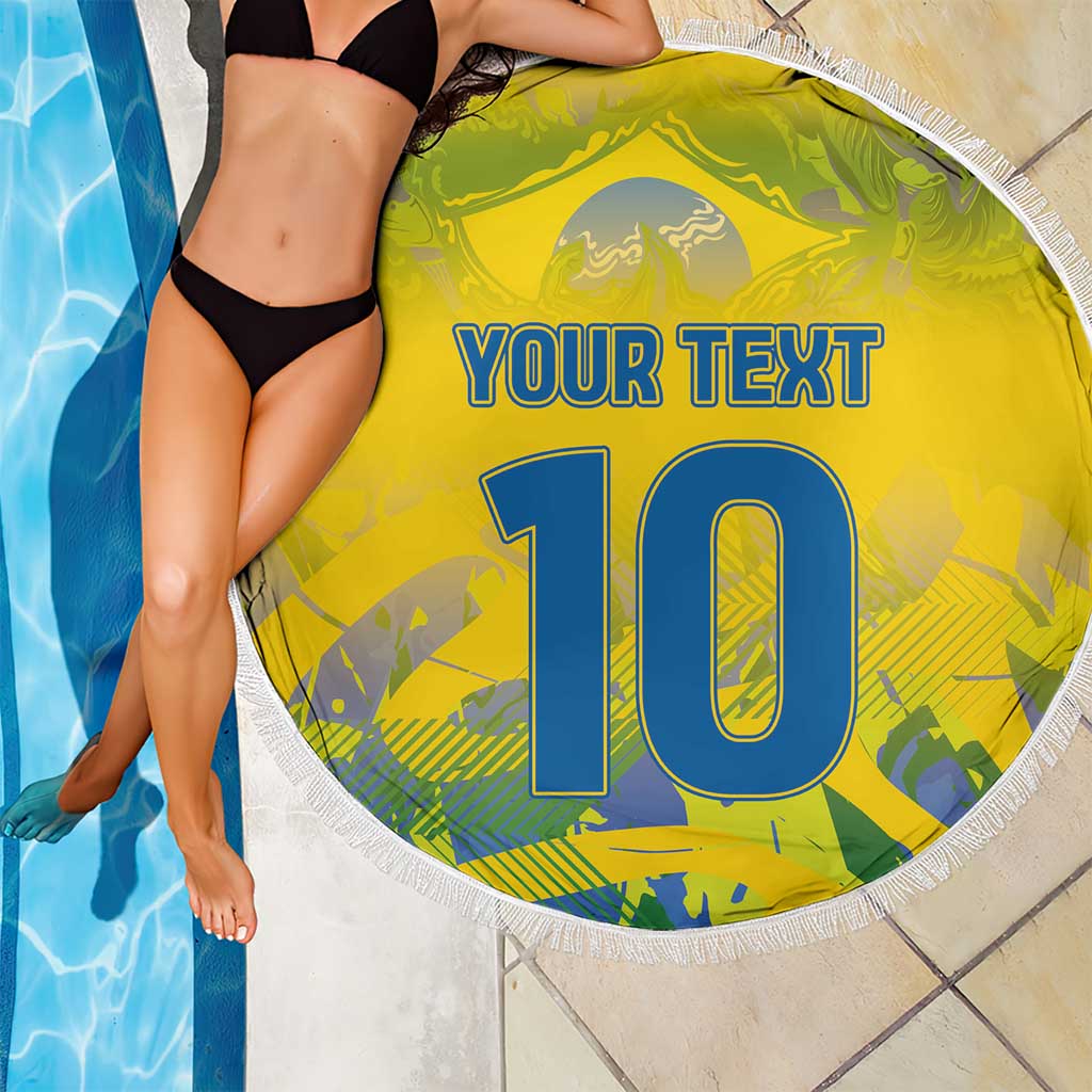 Custom Brazil Football Champion 2024 Beach Blanket - Wonder Print Shop