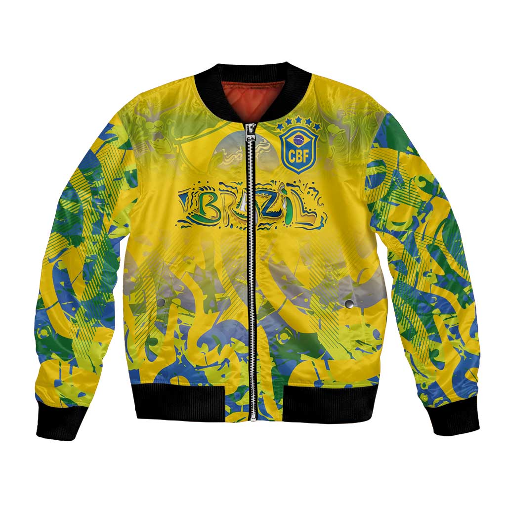 Custom Brazil Football Champion 2024 Bomber Jacket - Wonder Print Shop