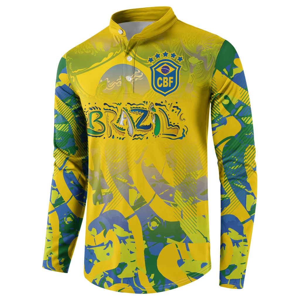 Custom Brazil Football Champion 2024 Button Sweatshirt - Wonder Print Shop