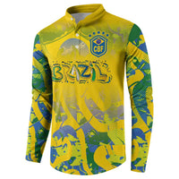 Custom Brazil Football Champion 2024 Button Sweatshirt - Wonder Print Shop