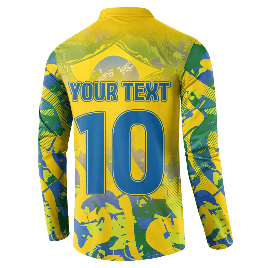 Custom Brazil Football Champion 2024 Button Sweatshirt - Wonder Print Shop