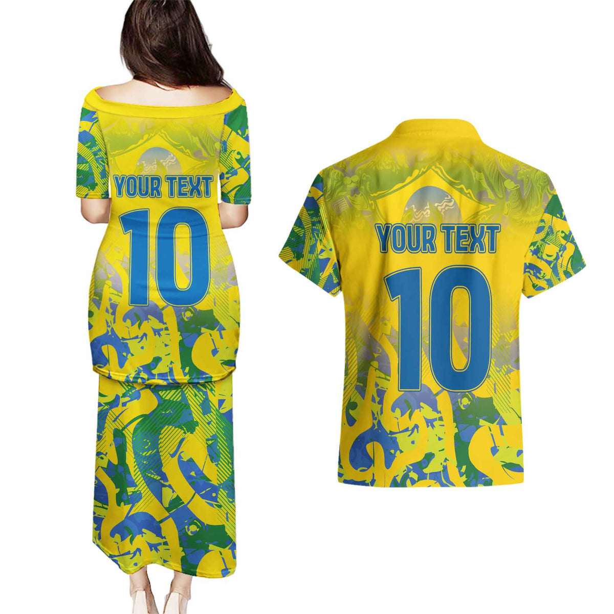 Custom Brazil Football Champion 2024 Couples Matching Puletasi and Hawaiian Shirt - Wonder Print Shop